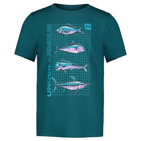 키즈 언더아머 Fish Stacks 티셔츠 (Big Kid) - Hydro Teal 8850779