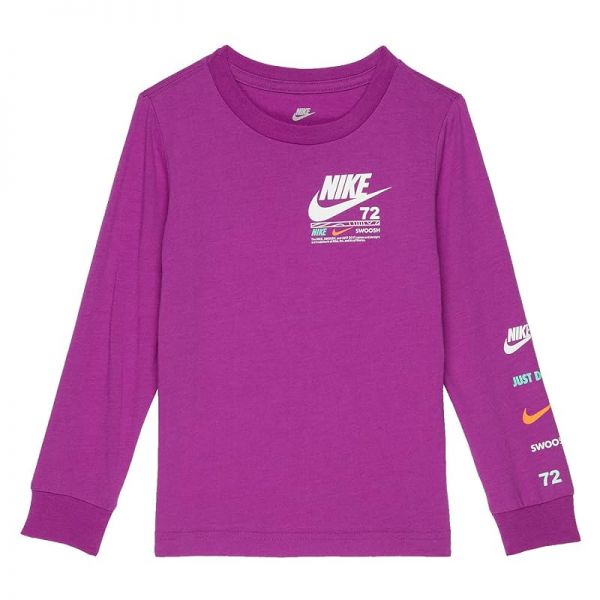 키즈 나이키 Illuminate Microtype 롱슬리브 긴팔 티셔츠 - 비비드 Purple 8850895